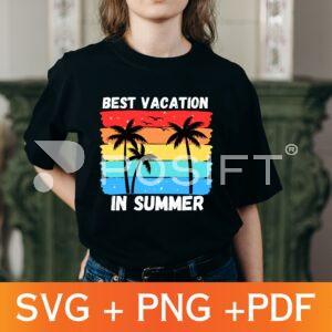 Palm Trees & Beach Summer SVG - Tropical SVG for Cricut, Beach Vibes, Summer Clipart