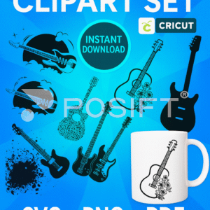 Guitar SVG Bundle Guitar Clipart Electric Guitar Silhouette Music Guitar SVG Floral Guitar Digital Download