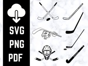 Hockey Stick SVG Bundle Crossed Sticks, Puck, and Silhouette Designs Digital Download (5)