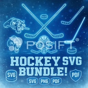 Hockey Stick SVG Bundle Crossed Sticks, Puck, and Silhouette Designs Digital Download (5)