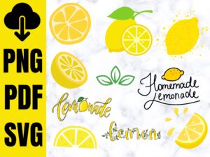 Lemon Slice & Lemonade SVG Bundle – Summer Fruit Clipart for Cricut & Silhouette (1)