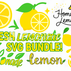 Lemon Slice & Lemonade SVG Bundle – Summer Fruit Clipart for Cricut & Silhouette (1)