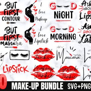 Make-Up Quotes SVG Bundle – Beauty, Lipstick & Lashes Designs for Cricut & Silhouette (2)
