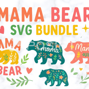 Mama Bear SVG Bundle Floral & Silhouette Designs for Moms SVG, PNG Digital Download (1)