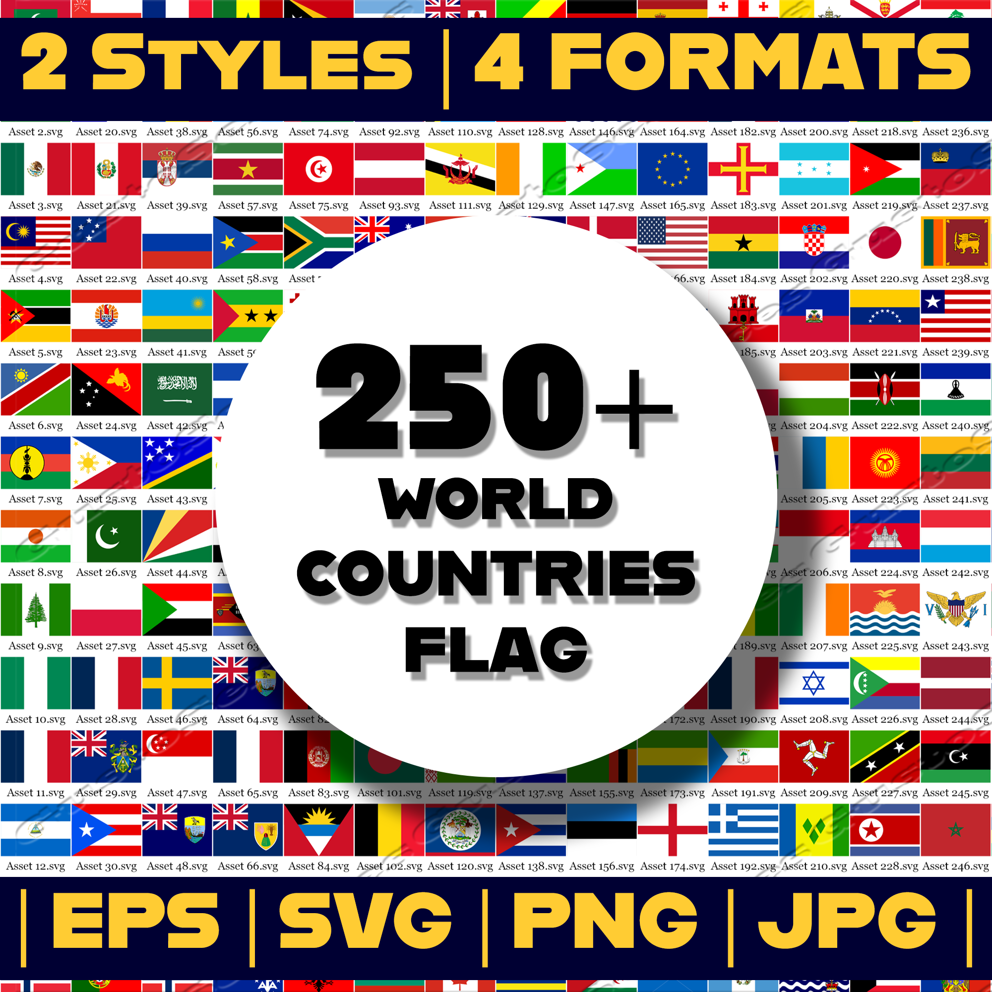 World Country Flags Icon Bundle | 250+ World Flag SVGs with Circle Backdrop | Digital Flag Set in Multiple Formats
