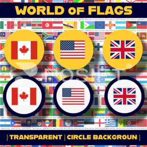 World Country Flags Icon Bundle | 250+ World Flag SVGs with Circle Backdrop | Digital Flag Set in Multiple Formats