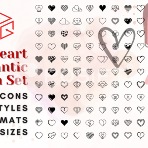 128 Black Outline Heart Icons Bundle Minimalist Heart SVG Collection Perfect for Crafts, Cards & Digital Designs