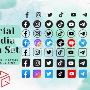 Social Media Icon Bundle - 8 Platforms, 7 Styles Perfect for Digital Branding