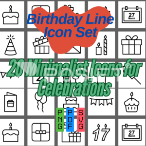 Birthday Line Icon Set
