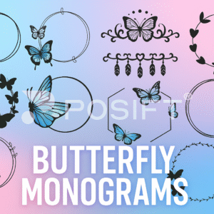 Butterfly Monogram Frame SVG Bundle | Butterfly Circle Monogram Frames | Butterfly SVG | Circle Frame Silhouette SVG