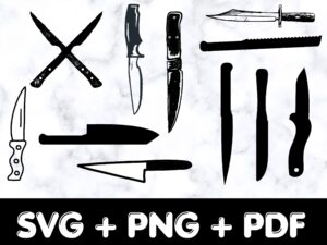 Knife Silhouette SVG Bundle | Sharp & Sleek Knife Designs | Digital Download in SVG, PNG, PDF