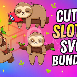 Cute Sloth SVG Bundle Baby Sloth Clipart & Hanging Sloth Designs SVG, PNG Digital Download