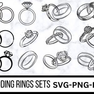 Diamond Ring svg, wedding ring svg, ring svg, wedding svg, engagement ring svg, ring cricut silhouette svg, Wedding Ring Bundle, vector